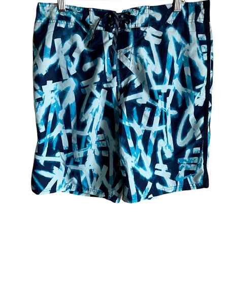 Nike BoardShorts Swim 37763  Back Elastic LaceUp Front Blues SZ Large Sharp - Picture 1 of 10